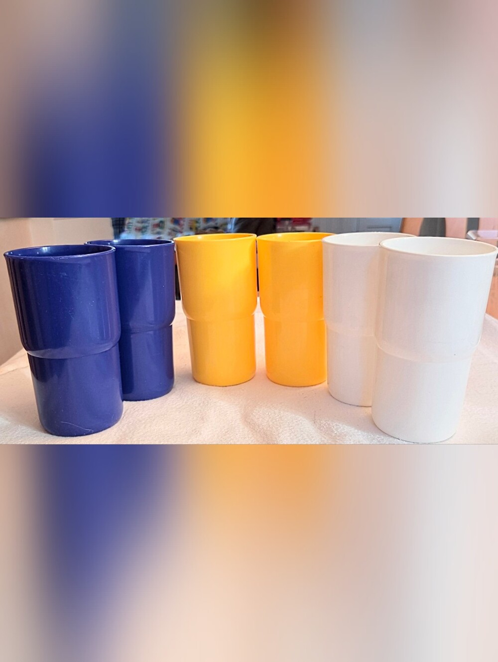Tupperware 6pc Set Tumblers 12oz #2412 Stackable Tubler Drink Cups USA Made